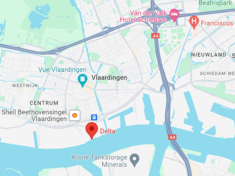 Locatie van het Delta Hotel